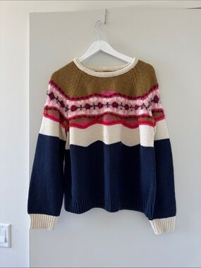 Colorblock Fair Isle Crewneck Sweater - Anthropologie